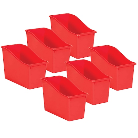 TEACHER CREATED RESOURCES Book Storage Bin, Plastic, Red, 6 PK 20391